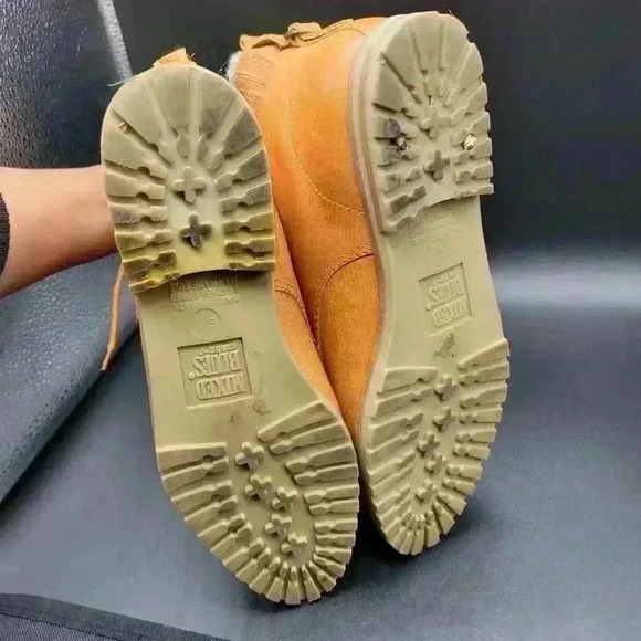 Beautiful MIXED BLUES Lace UpWomen’s  6 M Vintage Camel Leather Booties/ Ankle - Picture 5 of 12